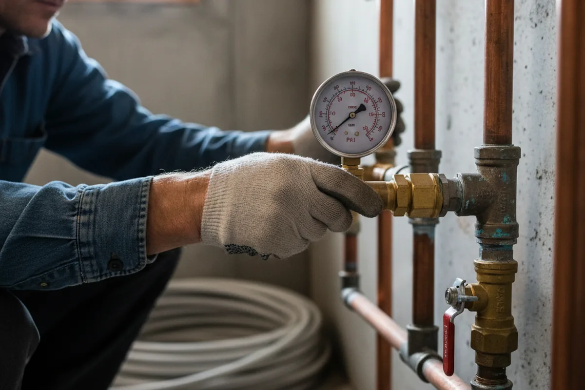 Pressure testing a repaired line during Water Line Repair in Mc Cool